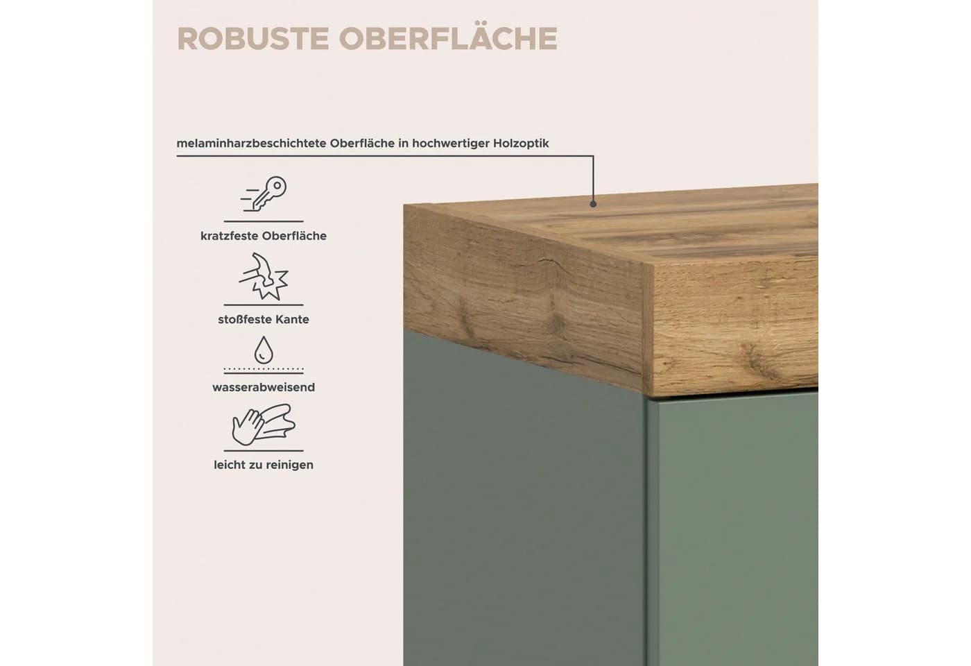OTTO HOME Lowboard MAMBO 200cm 2 Türen 4 Schubkästen Smoke Grün - Bild 5