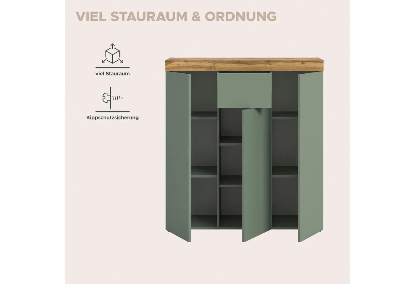OTTO HOME Highboard MAMBO 105x115 cm Smoke Grün Melamin - Bild 4