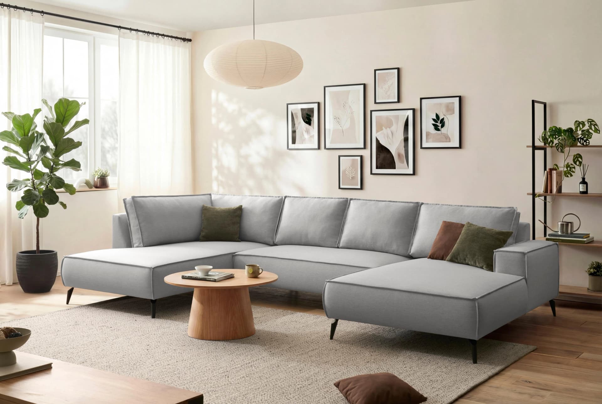 Wohnlandschaft HOME AFFAIRE Tvinnu U-Form Silbergrau