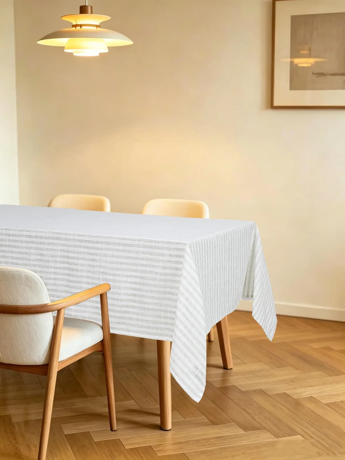 OTTO HOME Tischdecke Marric Beige Polyester Halbtransparent Gestreift