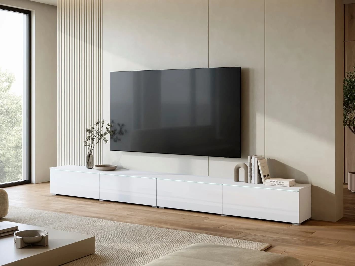 Home affaire Lowboard Vera TV-Schrank 300 cm weiß Hochglanz - Bild 5