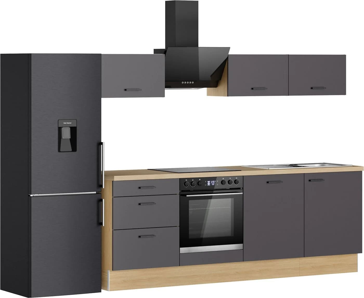 KOCHSTATION Küchenzeile KS-Sion 240 cm OPTIsnap Anthrazit/Eiche - Bild 4
