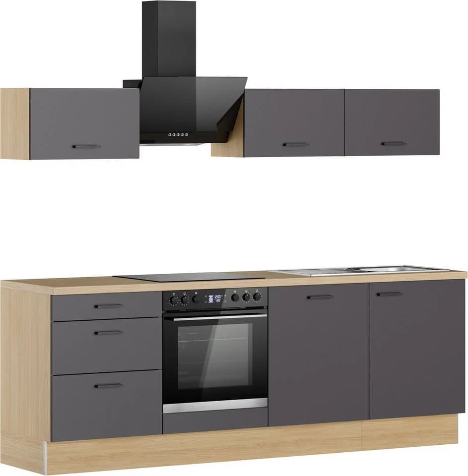 KOCHSTATION Küchenzeile KS-Sion 240 cm OPTIsnap Eiche/Anthrazit - Bild 4