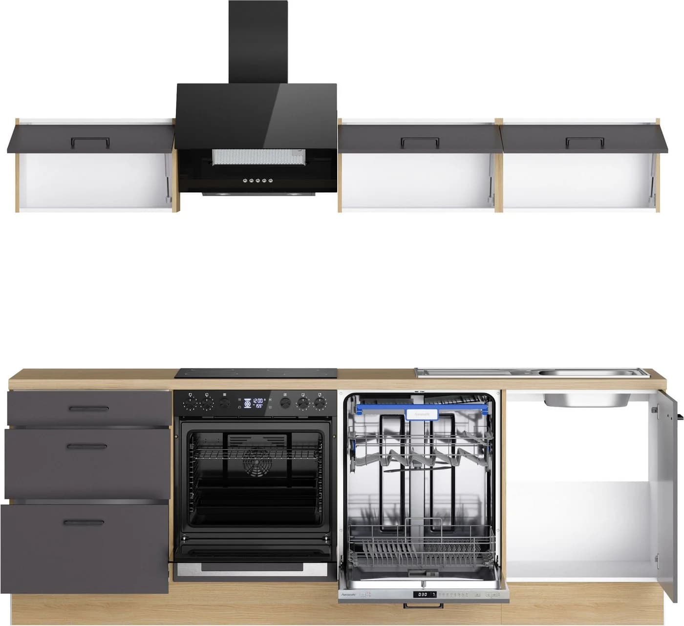 KOCHSTATION Küchenzeile KS-Sion 240 cm OPTIsnap Eiche/Anthrazit - Bild 5