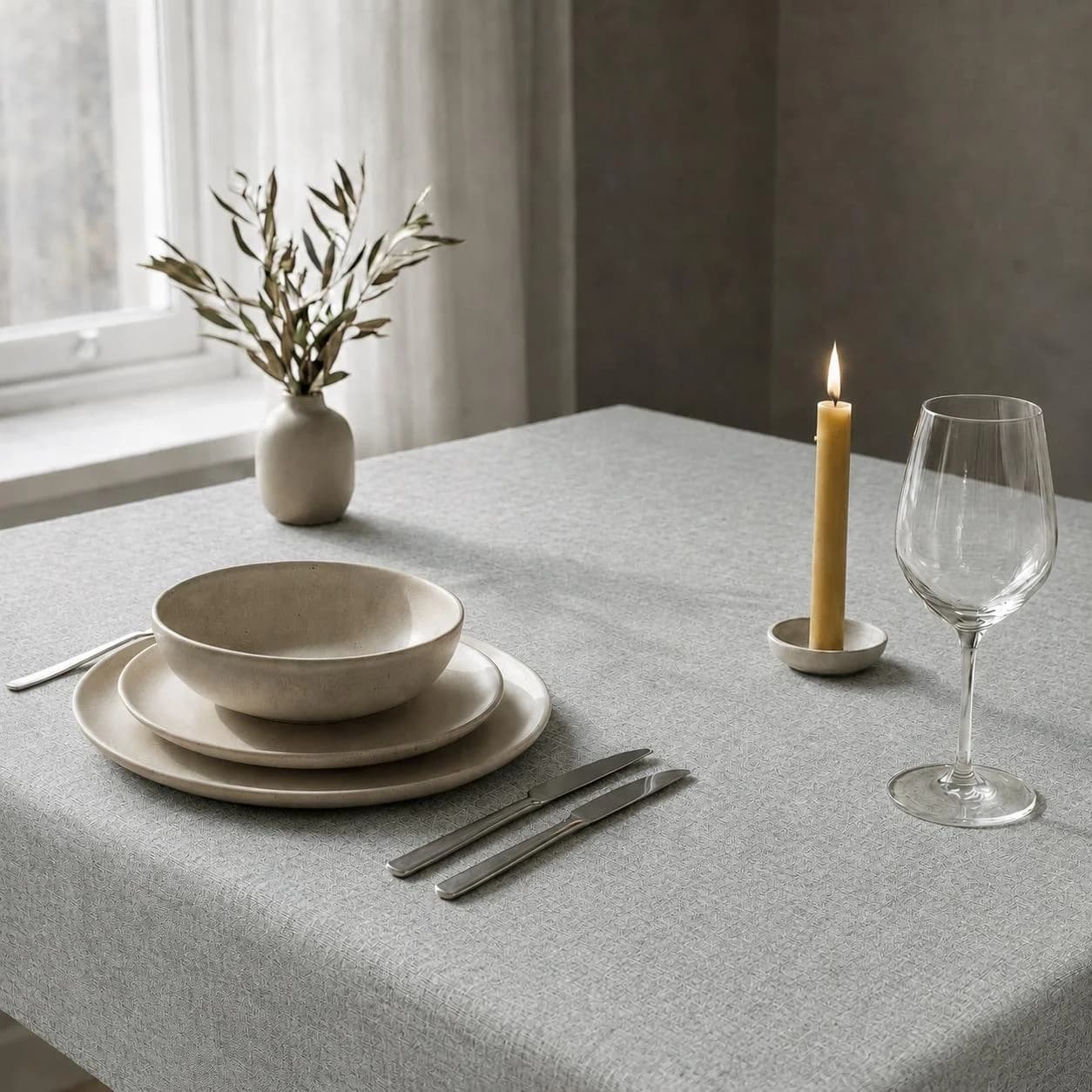OTTO HOME Tischdecke Meellon Hellgrau Polyester Leinenoptik