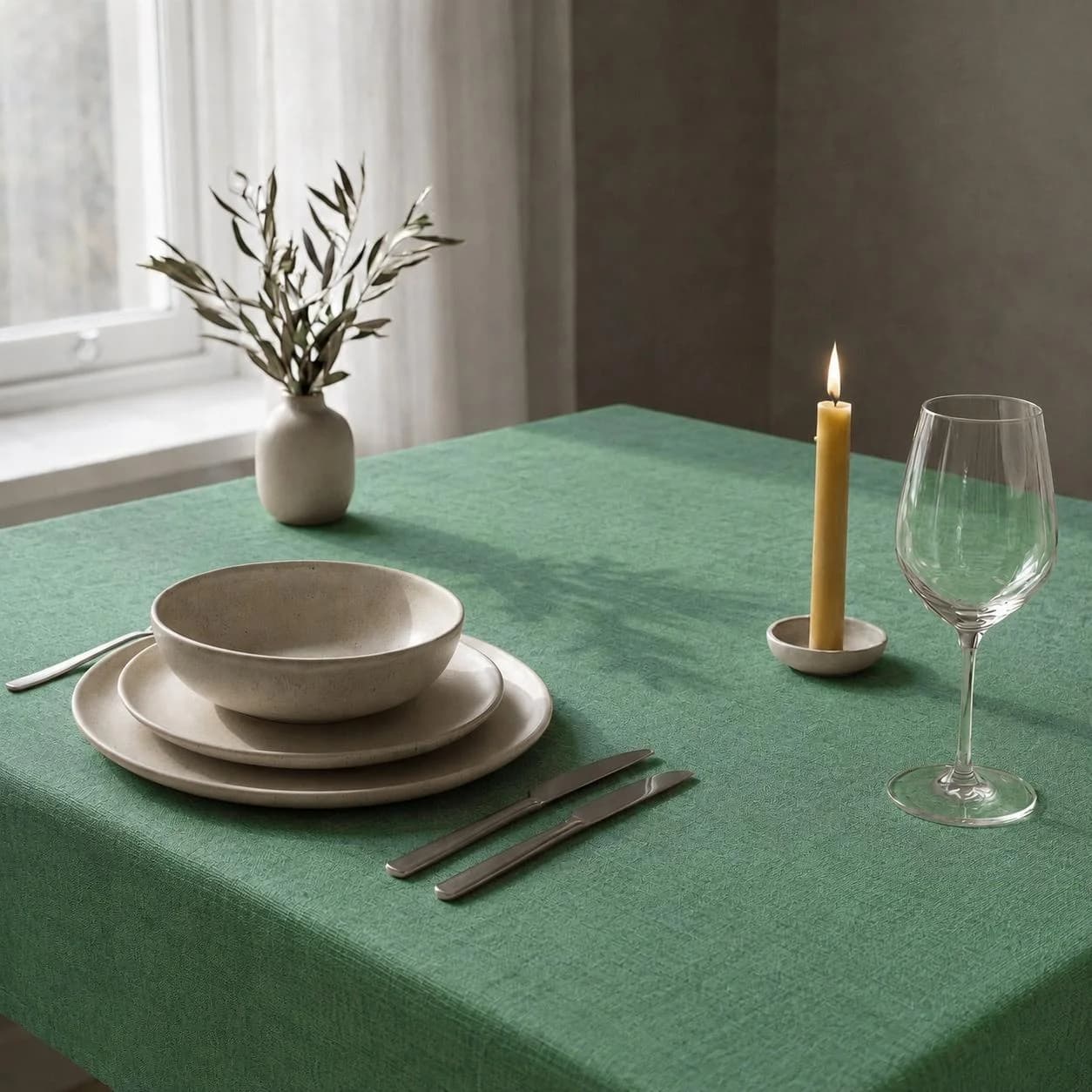 OTTO HOME Tischdecke Meellon Dunkelgrün Leinenoptik