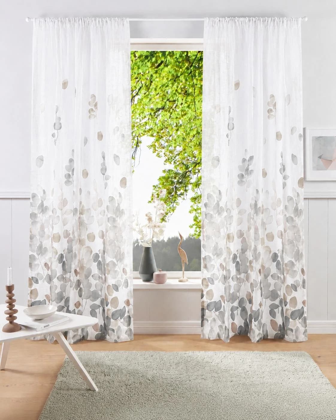 OTTO HOME Gardine Reeffa Sand Blätter-Motiv Polyester