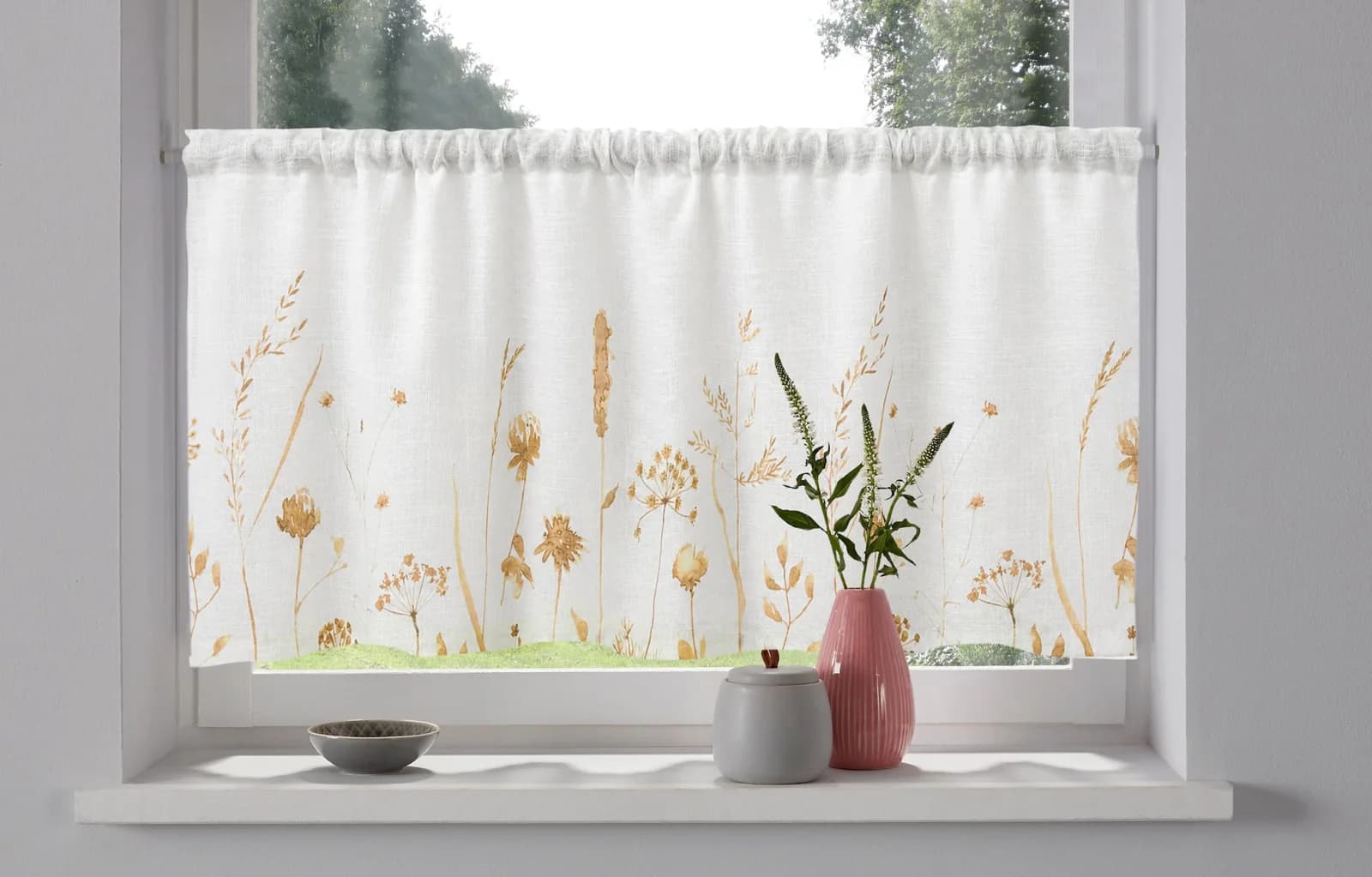 OTTO HOME Scheibengardine Rikkert Orange Blumenmotiv