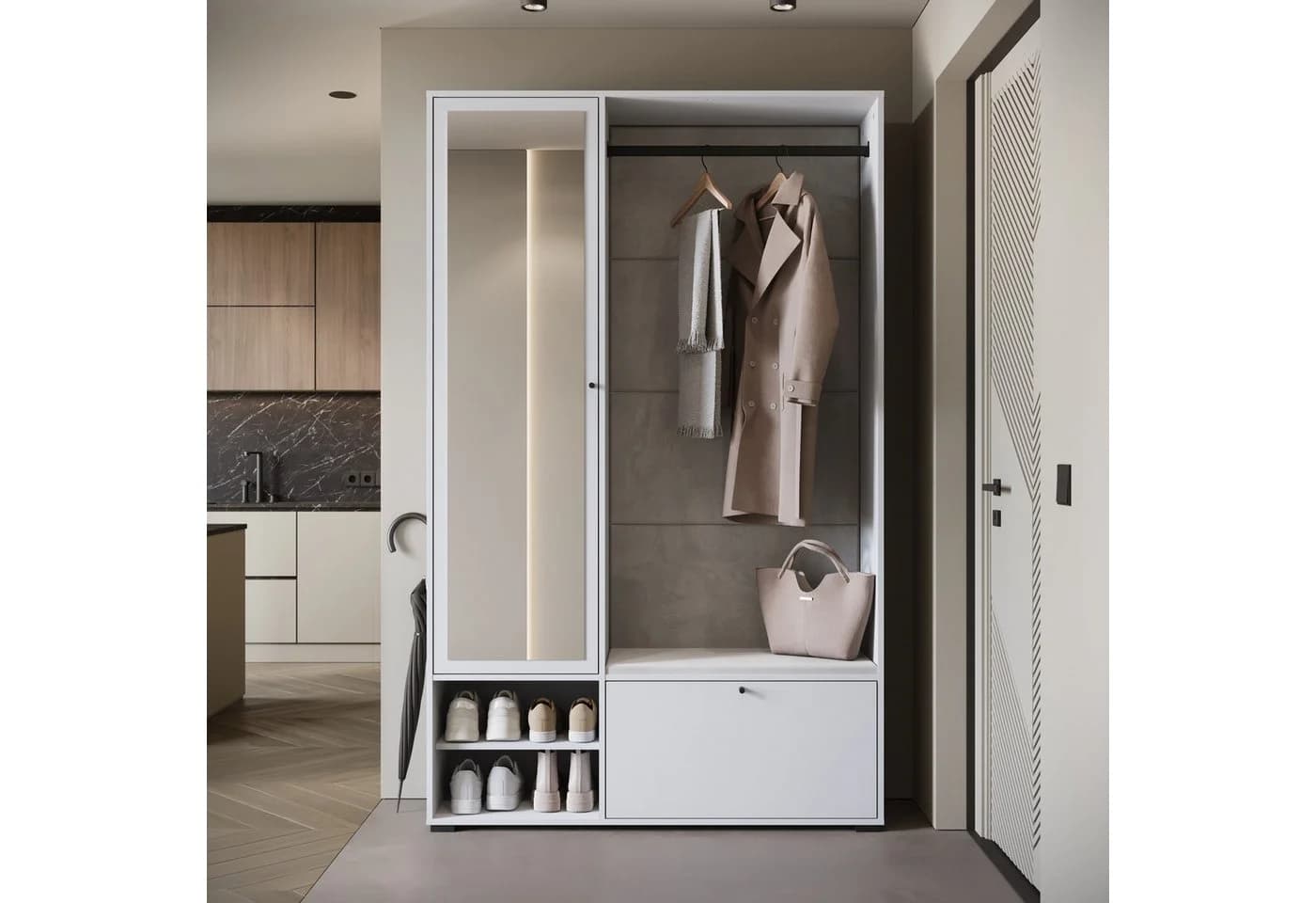 HOME AFFAIRE Garderobe DINO mit Spiegel, Sitzbank, weiß