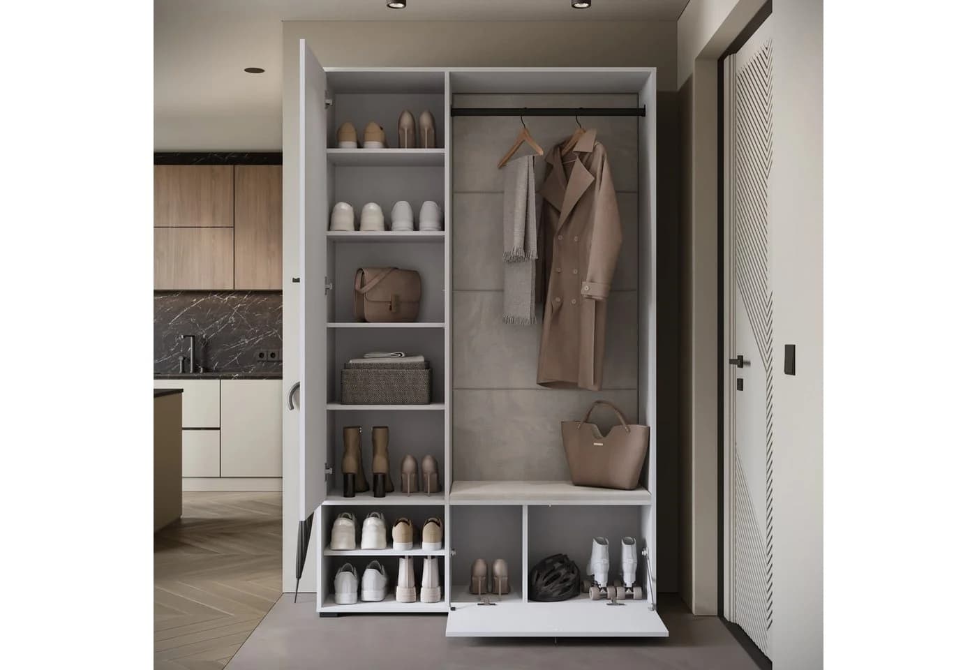 HOME AFFAIRE Garderobe DINO mit Spiegel, Sitzbank, weiß - Bild 5