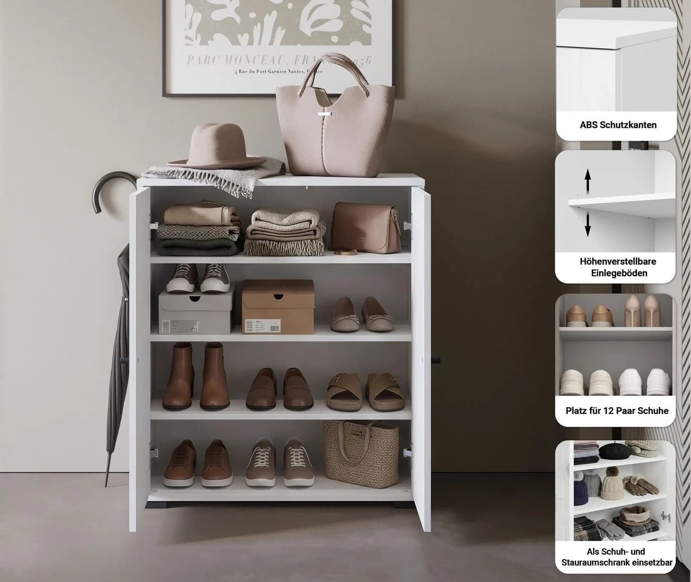 Schuhschrank HOME AFFAIRE 'Schuhkommode Dino' weiß matt - Bild 3