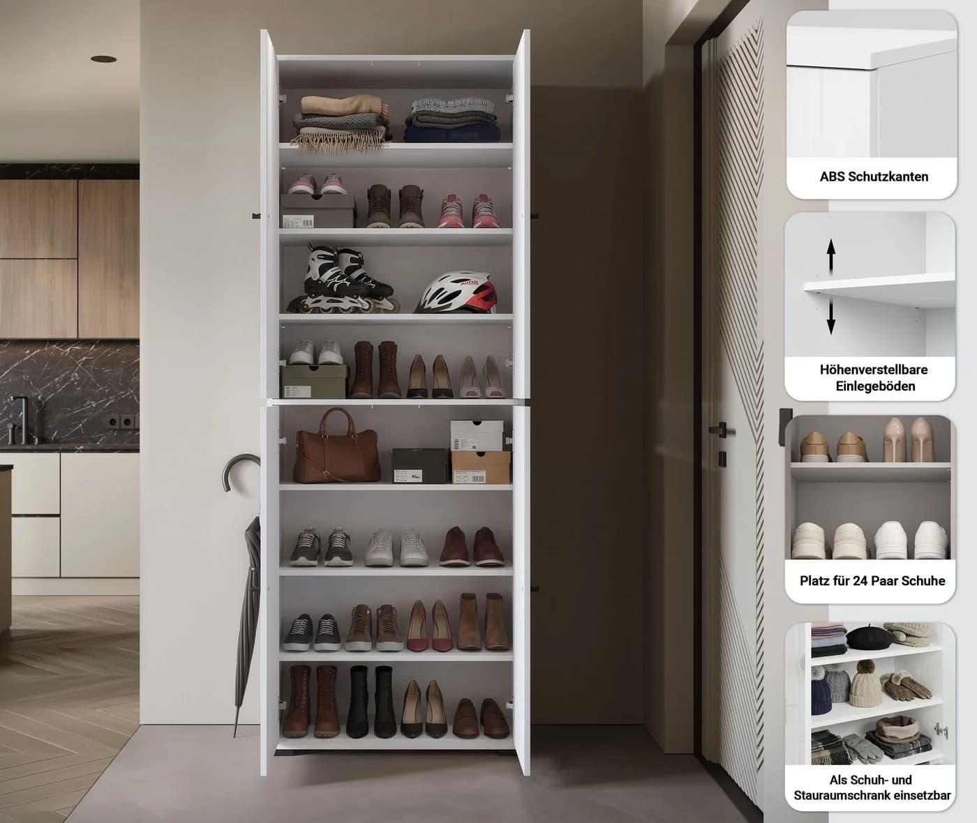 Schuhkommode Dino - Schuhschrank weiß matt - Bild 3