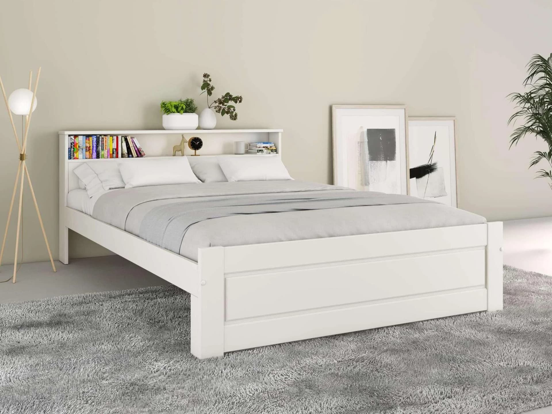 OTTO HOME FLAVION Massivholzbett Weiß Kiefer Jugendbett