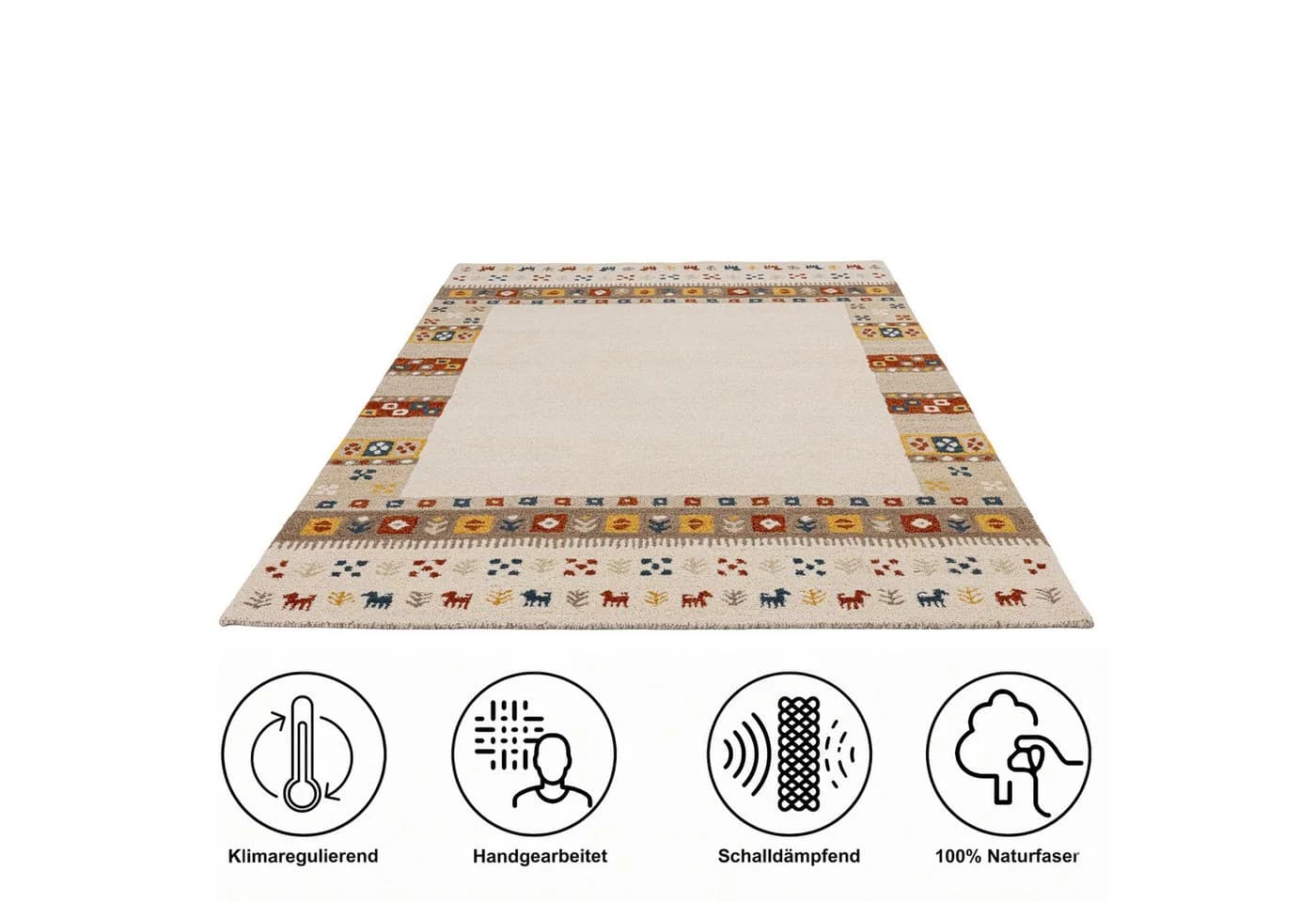 THEKO Wollteppich Gabbeh Rahmen Beige 60x90 cm - Bild 3