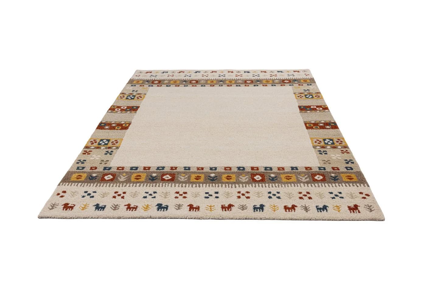 THEKO Wollteppich Gabbeh Rahmen Beige 60x90 cm - Bild 4