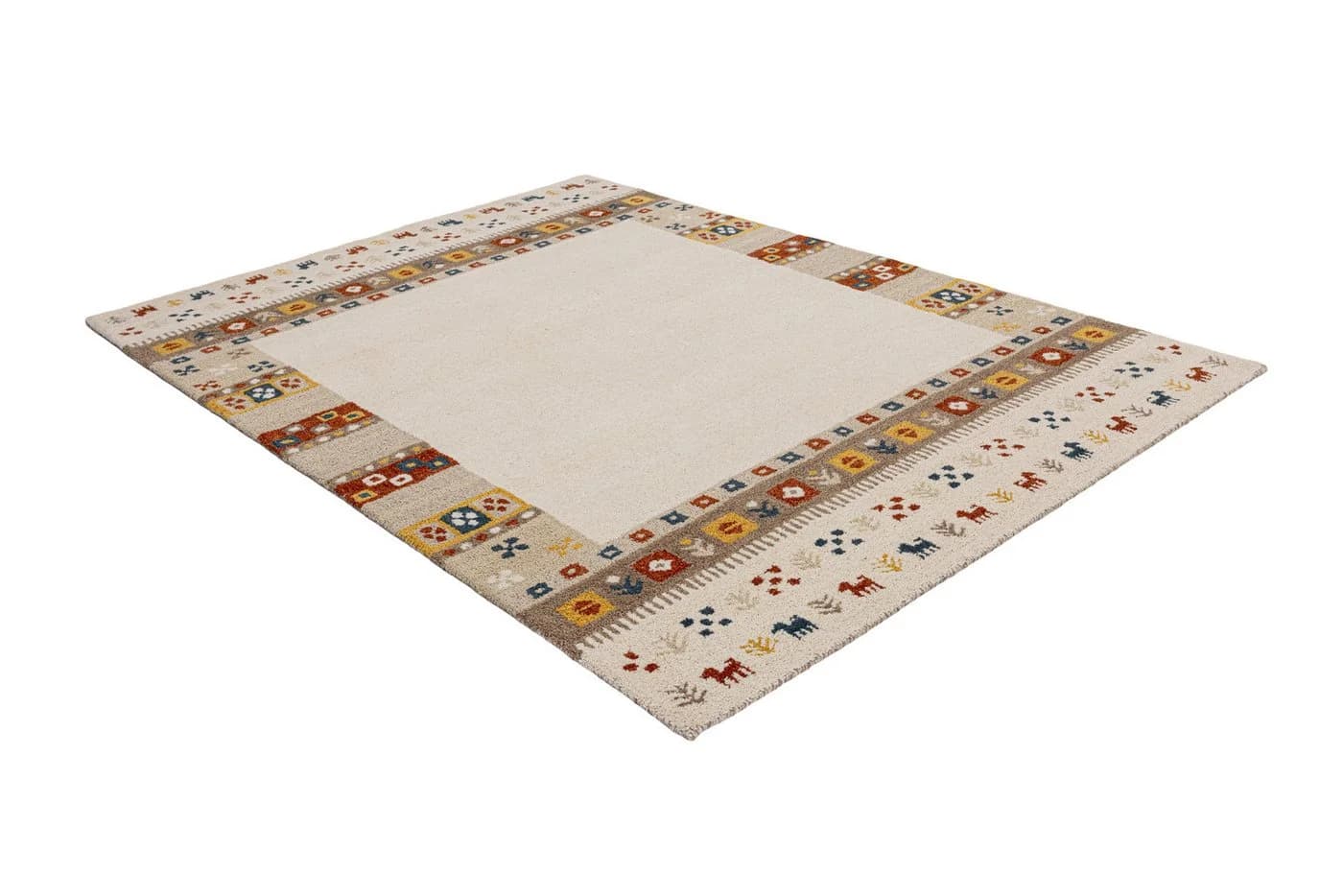 THEKO Wollteppich Gabbeh Rahmen Beige 60x90 cm - Bild 5