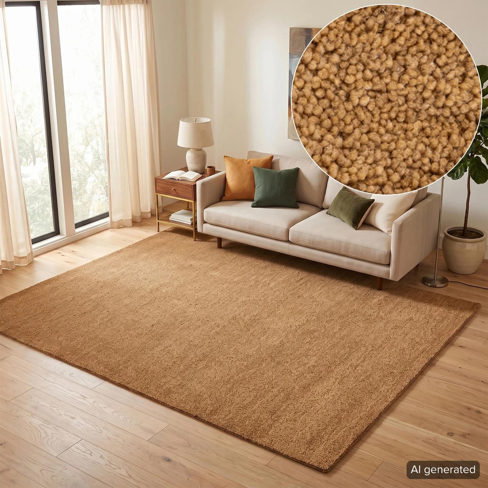 THEKO Wollteppich Janne Beige Meliert Handgetuftet