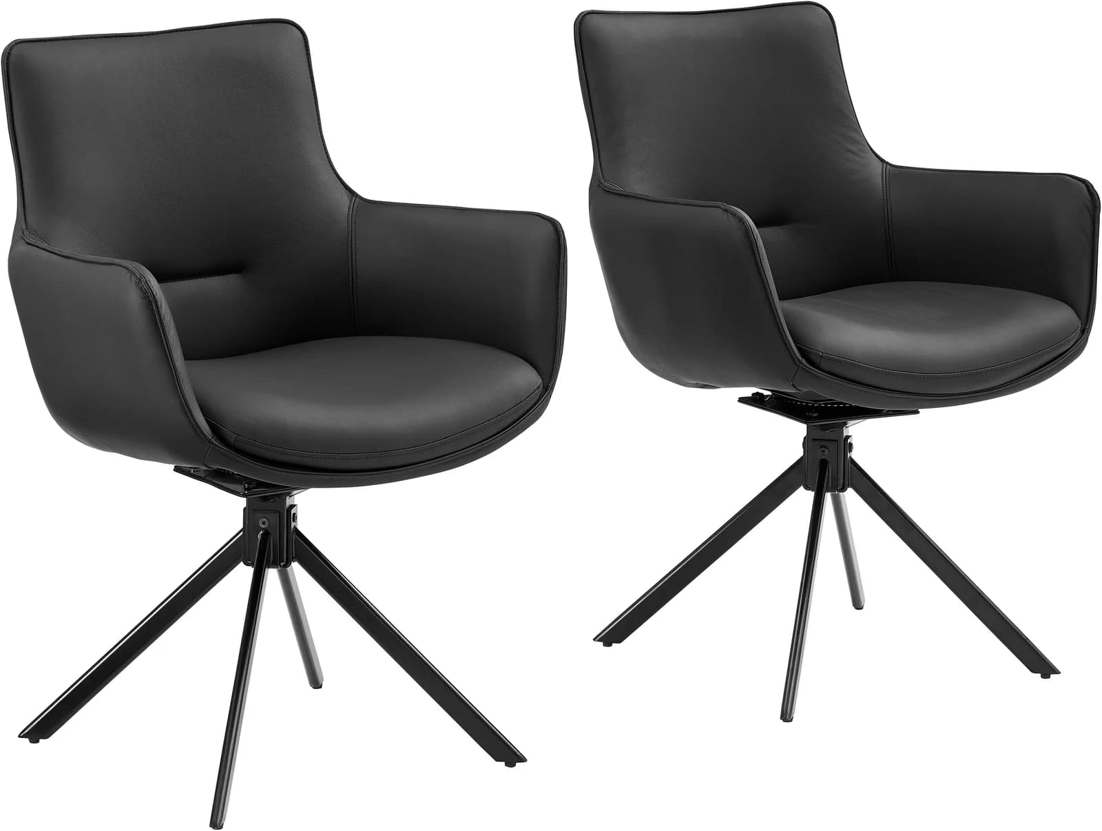 OTTO HOME Drehstuhl Schwarz Naturleder Metallgestell
