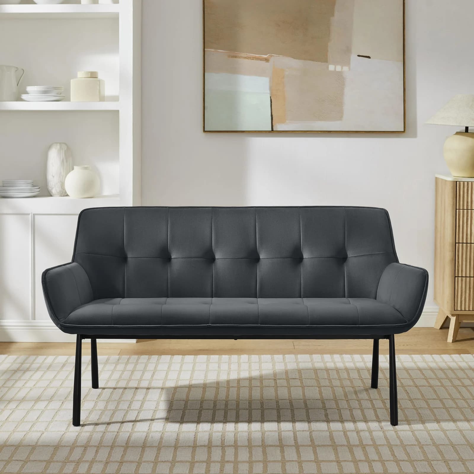 OTTO HOME Bank Lika Anthrazit Schwarz Metall Polywood