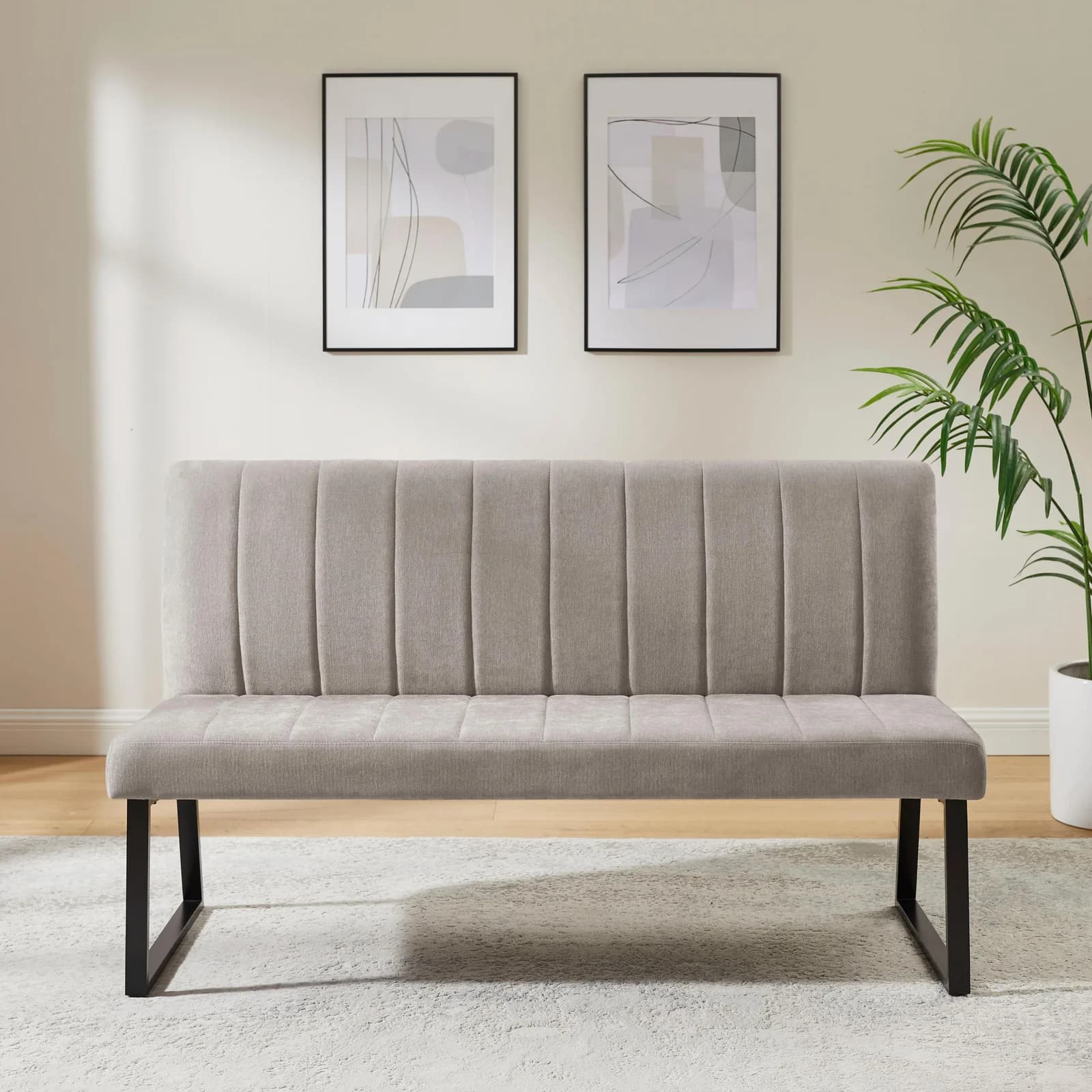 OTTO HOME Hennia Bank hellgrau/schwarz Polywood Metall