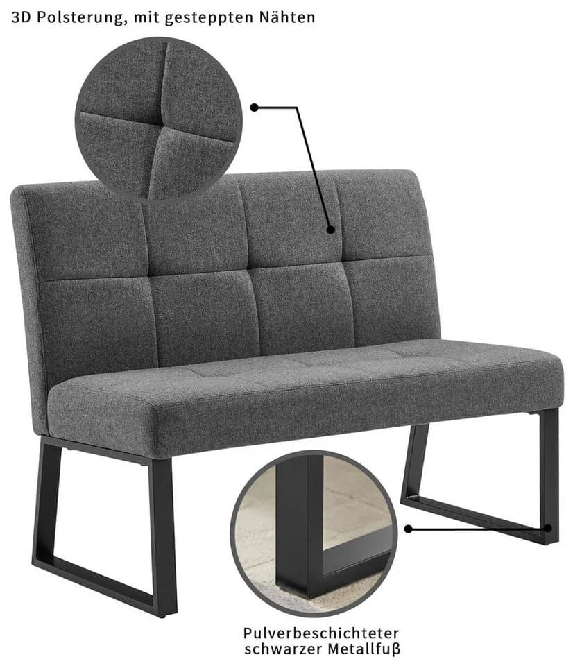 OTTO HOME Bank Geranie grau anthrazit schwarz Metall Polywood - Bild 3