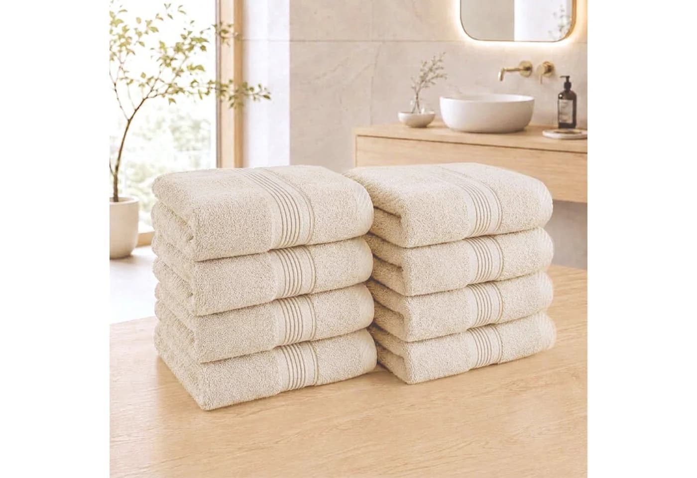 OTTO home Gästehandtuch-Set Finnja 8-tlg. Beige 30x50cm Frottier 550g/m²
