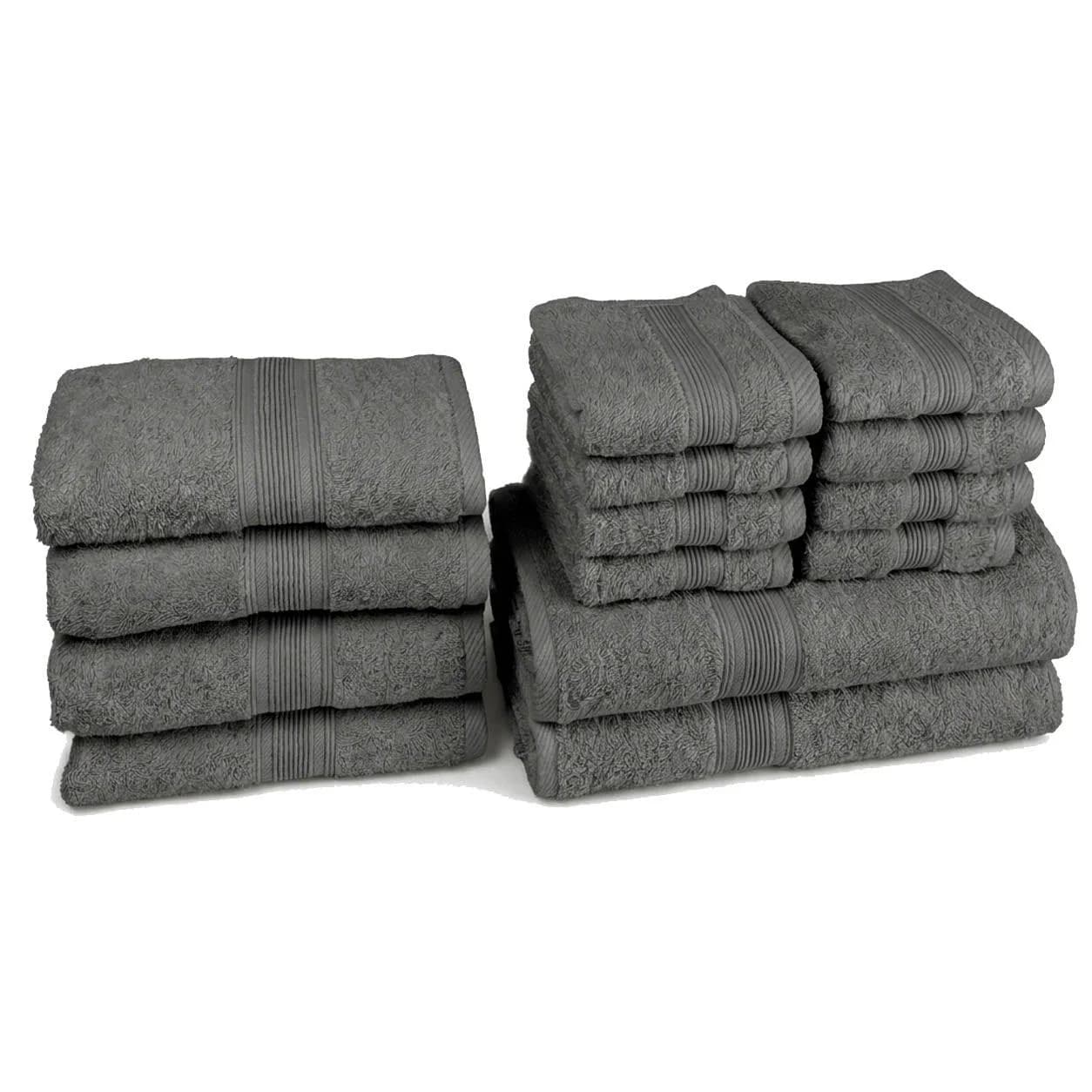 OTTO HOME Finnja Handtuchset 14-tlg. 100% Baumwolle 550 g/m² Weiß/Anthrazit