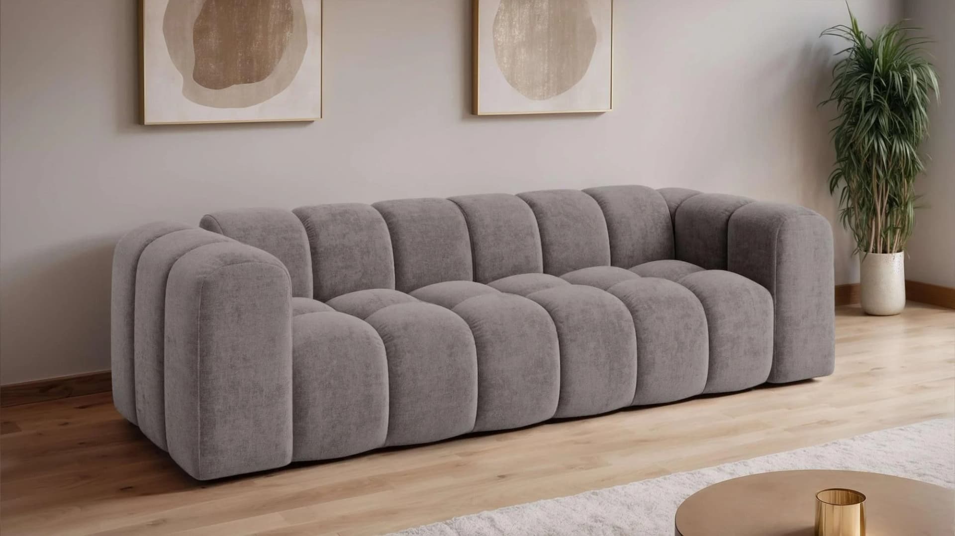 Big-Sofa OTTO HOME KALLIE Design-Sofa mit Steppung, Bubble-Optik, Breite 248 cm, taupe
