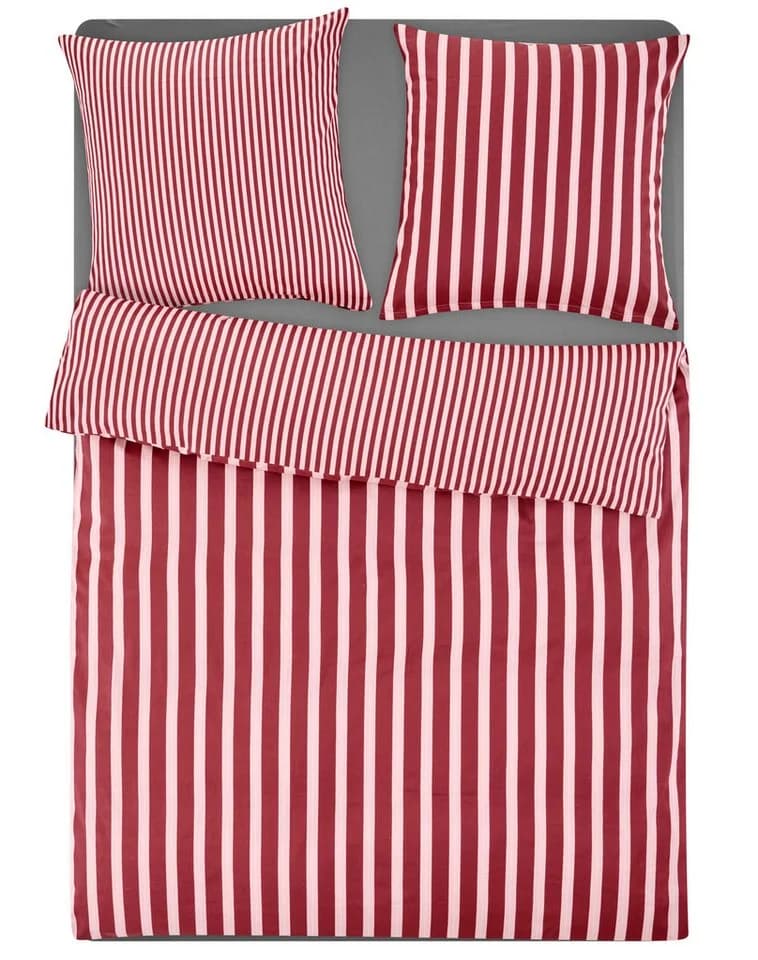 Homsy by Ana Johnson Wendebettwäsche Cosimera Rosa/Rot Streifen Satin-Tencel