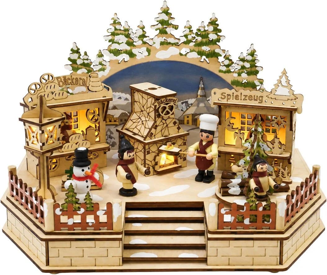 OTTO home Spieluhr LED Weihnachtsdorf aus Holz mit 6h-Timer - Bild 2