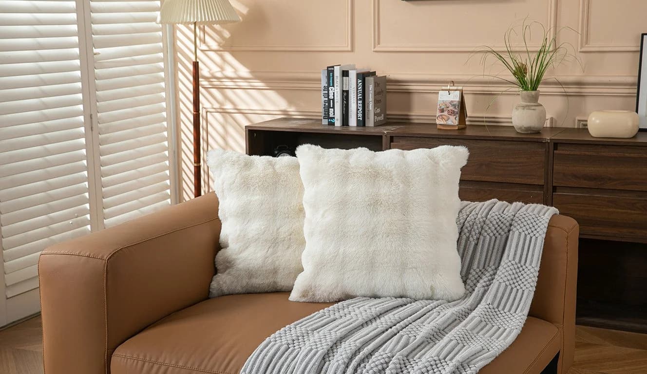OTTO home Kissenbezug Briee Premium 2er Set Beige Fell-Optik