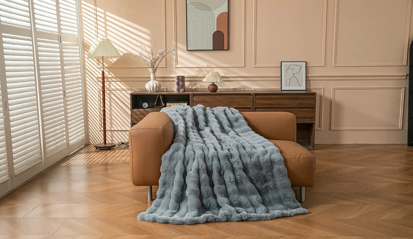 OTTO home Wohndecke Briee Premium 550g/m² Grau Fell-Optik - Bild 5