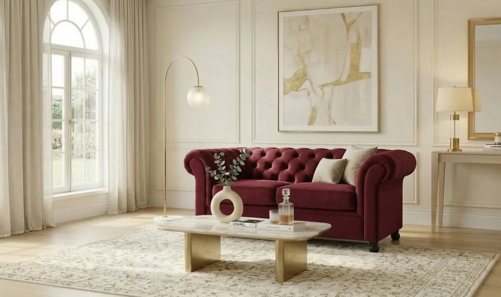 HOME AFFAIRE BRONNOY Chesterfield Sofa 2-Sitzer rot