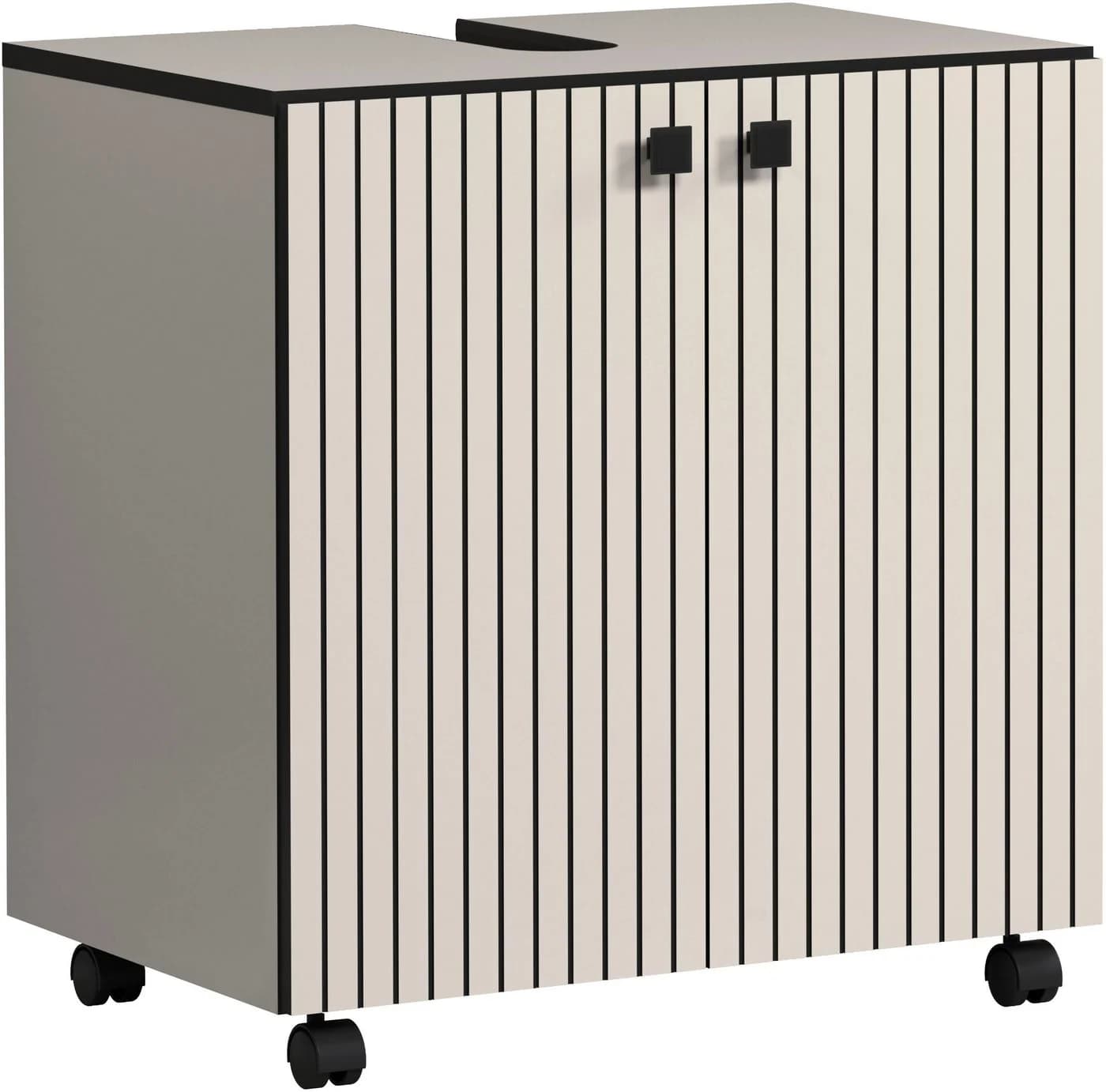 welltime Waschbeckenunterschrank Amrum Grau Rollbar