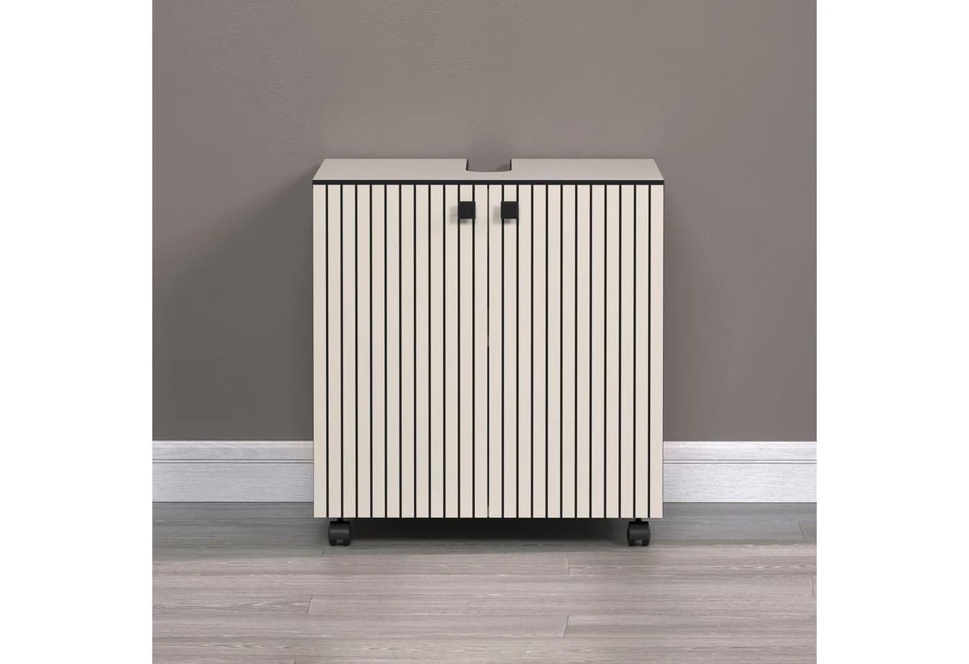 welltime Waschbeckenunterschrank Amrum Grau Rollbar - Bild 2