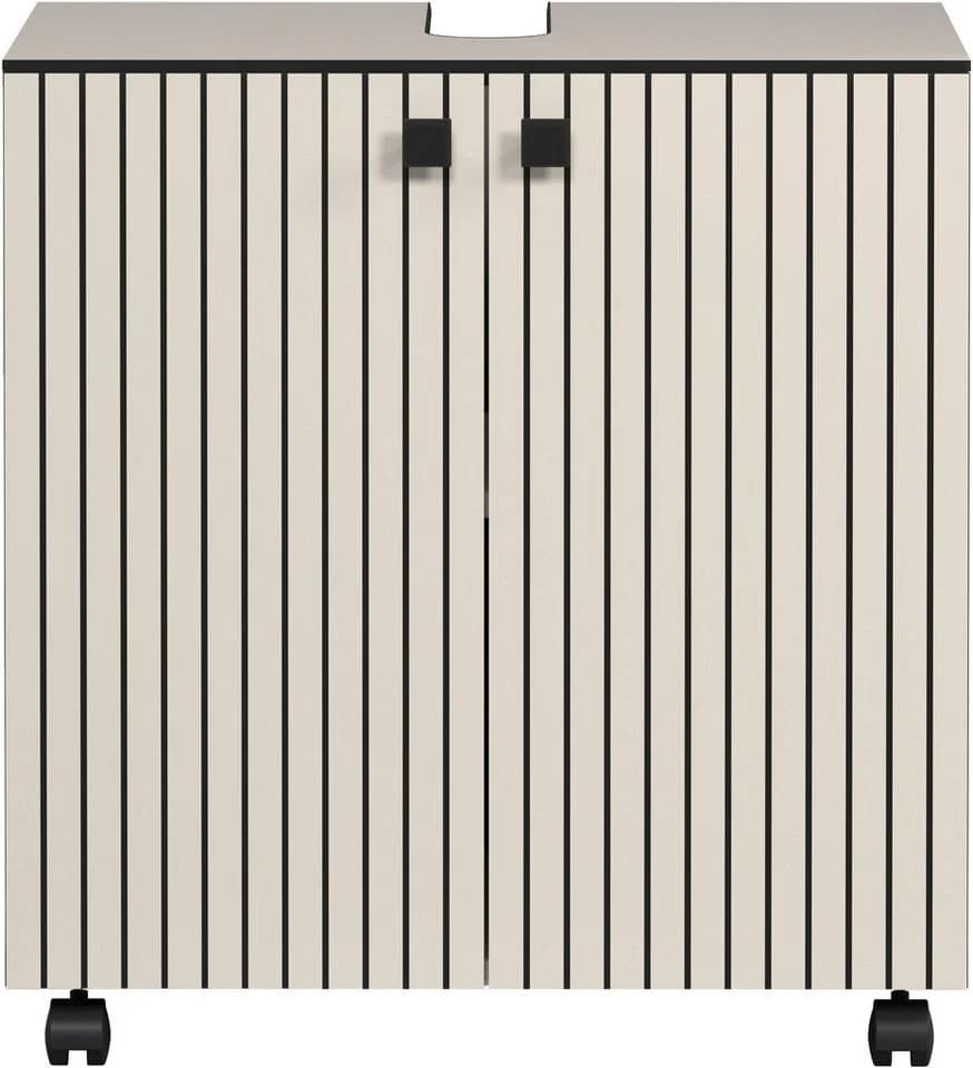 welltime Waschbeckenunterschrank Amrum Grau Rollbar - Bild 5