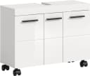 Welltime Waschbeckenunterschrank AVON 80cm 3 Türen Weiß Hochglanz Bild 2