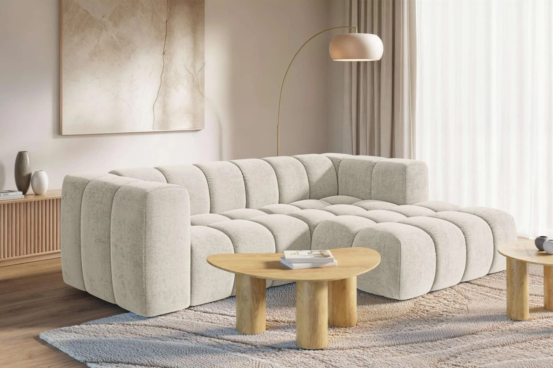 HOMSY Ecksofa BOUBELLE L-Form Beige Polyester