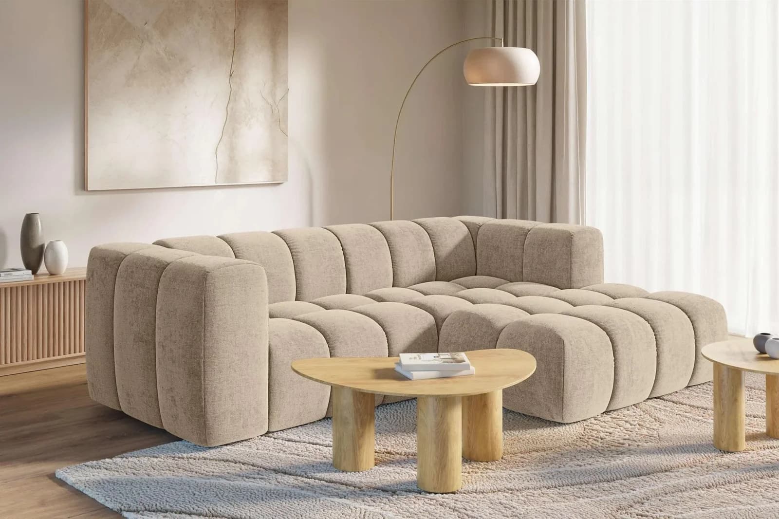 Ecksofa BOUBELLE L-Form Dunkelbeige 247x156x75cm