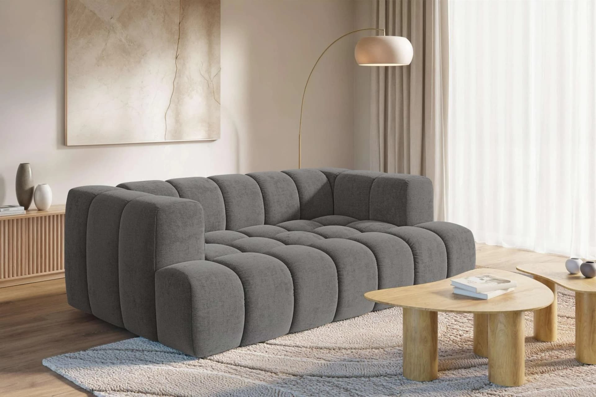 HOMSY BY ANA JOHNSON XL BOUBELLE Design-Sofa 3-Sitzer Anthrazit