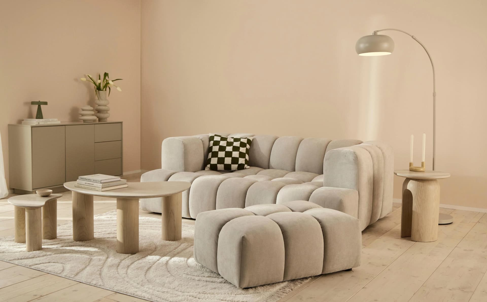 Big-Sofa XL BOUBELLE beige 246 cm HOMSY by Ana Johnson