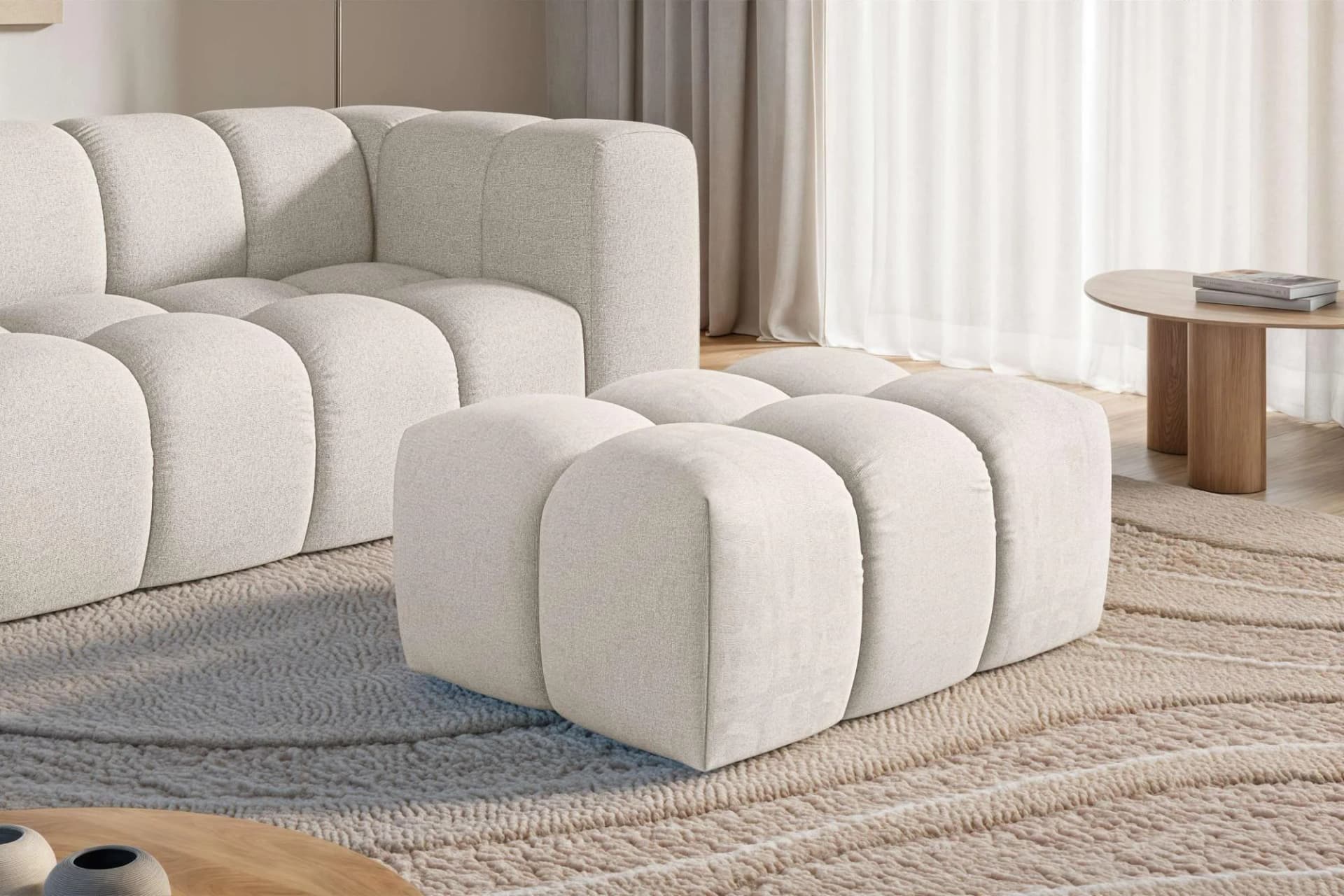 HOMSY BY ANA JOHNSON BOUBELLE Polsterhocker Beige Bubble-Optik