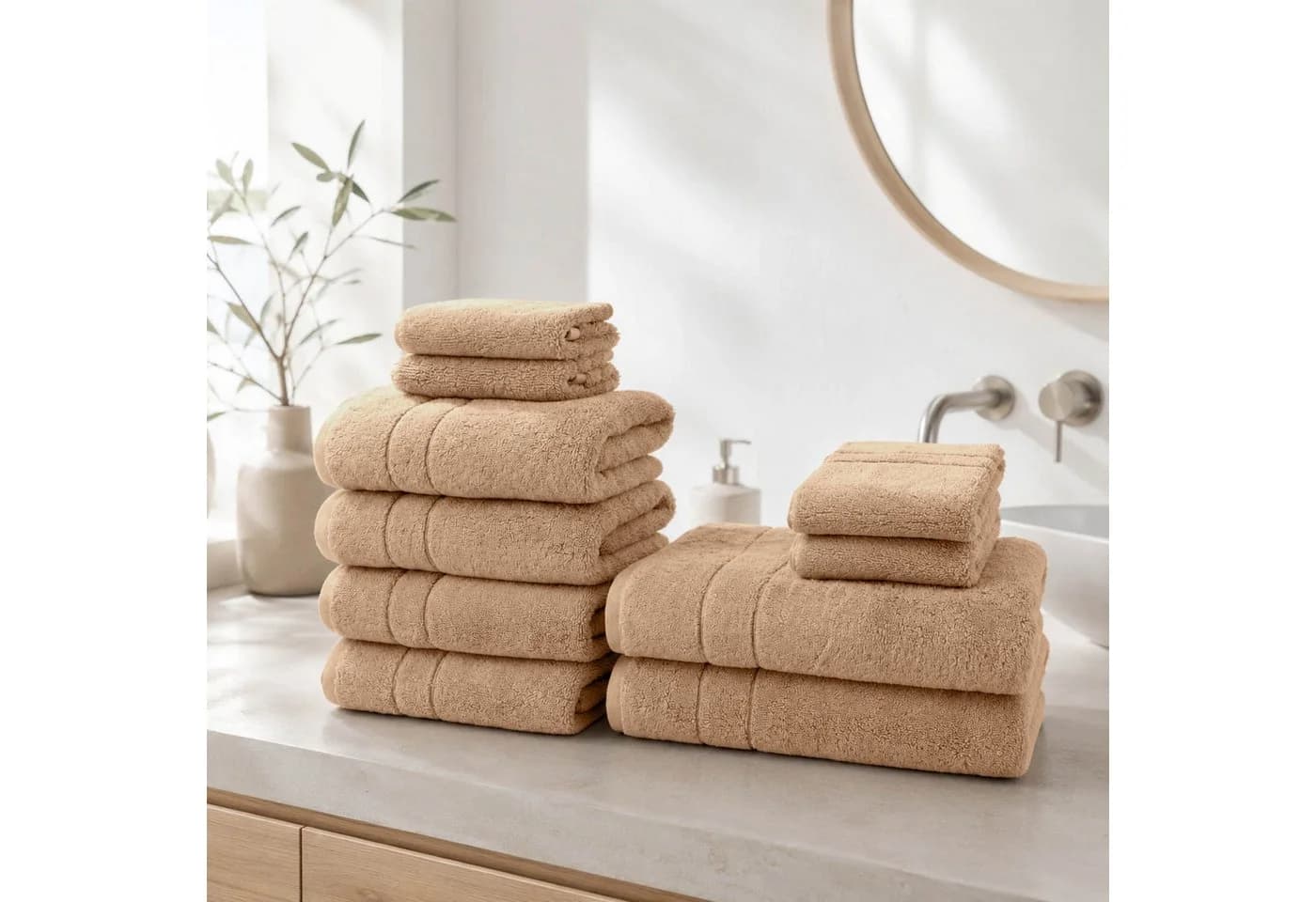 OTTO home Handtuch Set Inga 10-tlg. Beige 100% Baumwolle Frottier