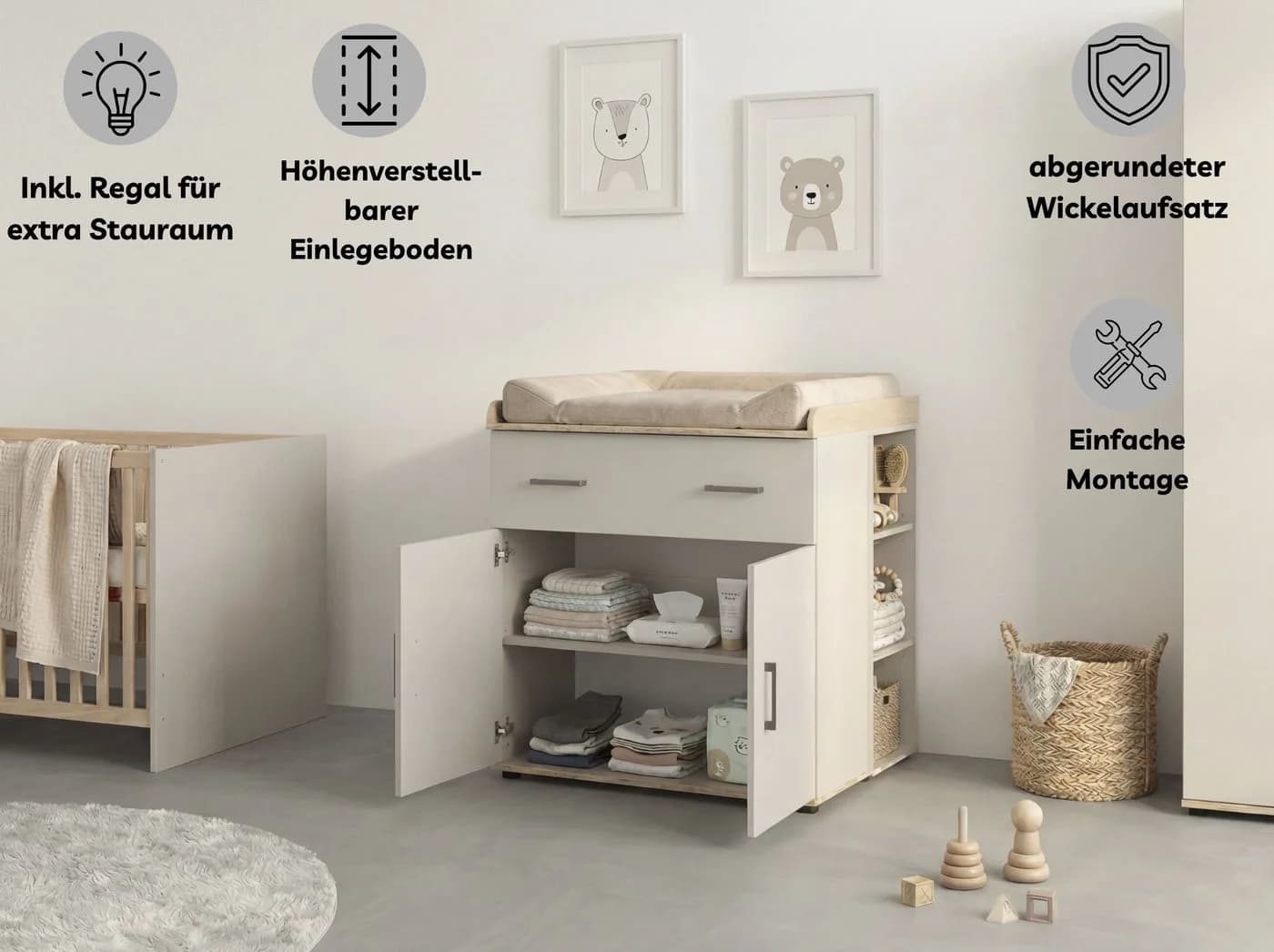 OTTO home Babyzimmer-Komplettset Rieke Grau Holzwerkstoff 4-tlg. - Bild 3