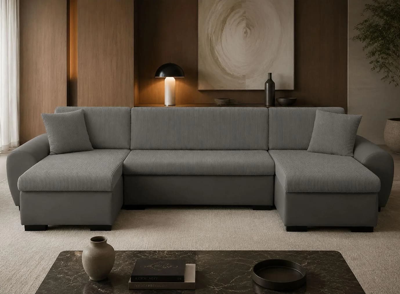 OTTO HOME Wohnlandschaft KIVELLA U-Form Anthrazit mit Schlaffunktion