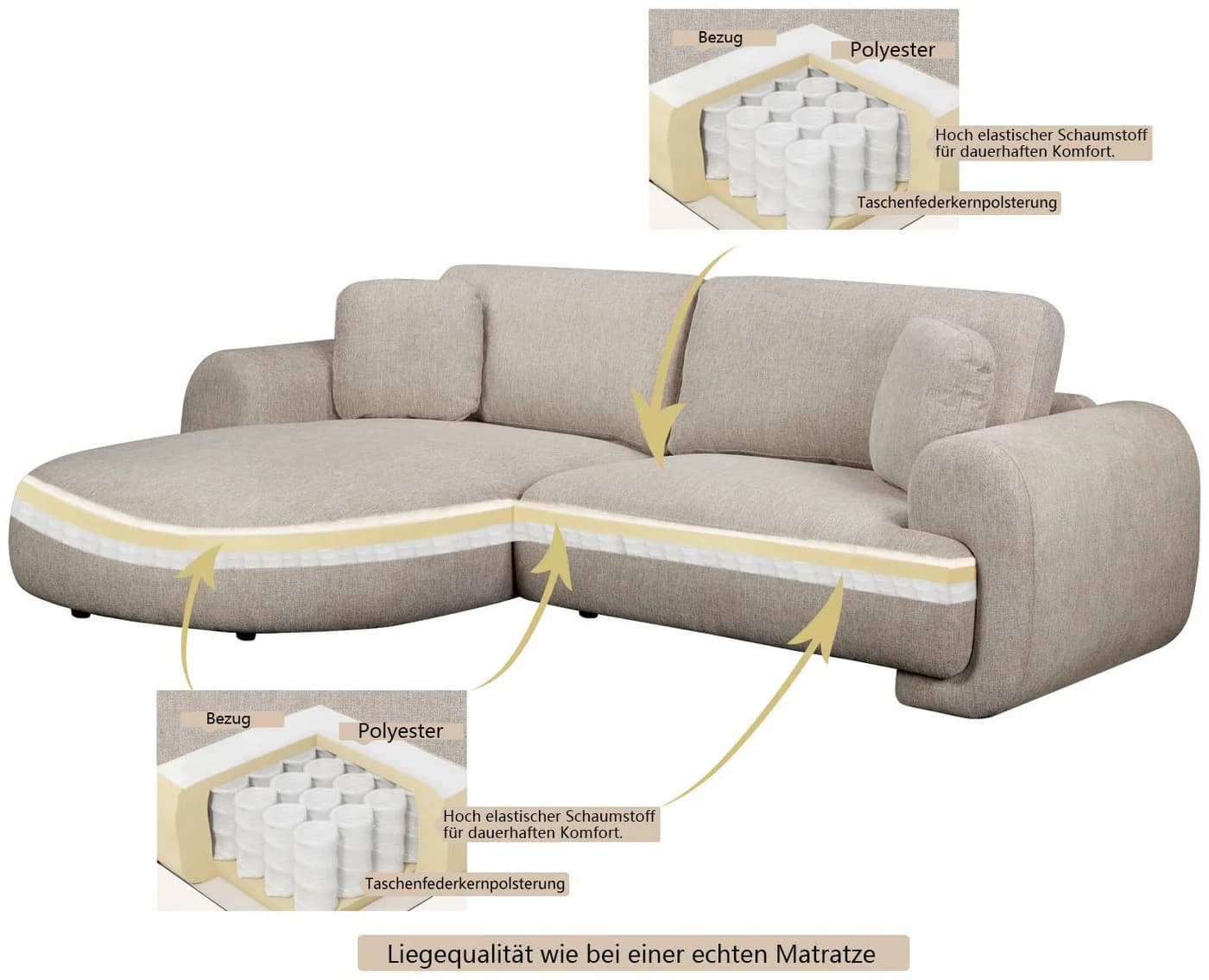 OTTO home Ecksofa YllSY L-Form Beige mit Bettkasten - Bild 3