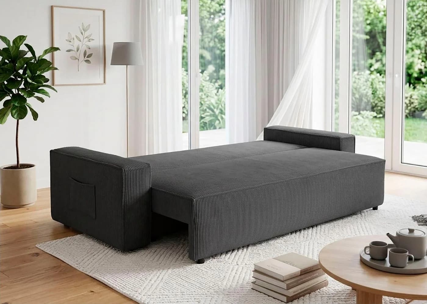 OTTO home Schlafsofa CASSI 3-Sitzer grau mit Bettkasten