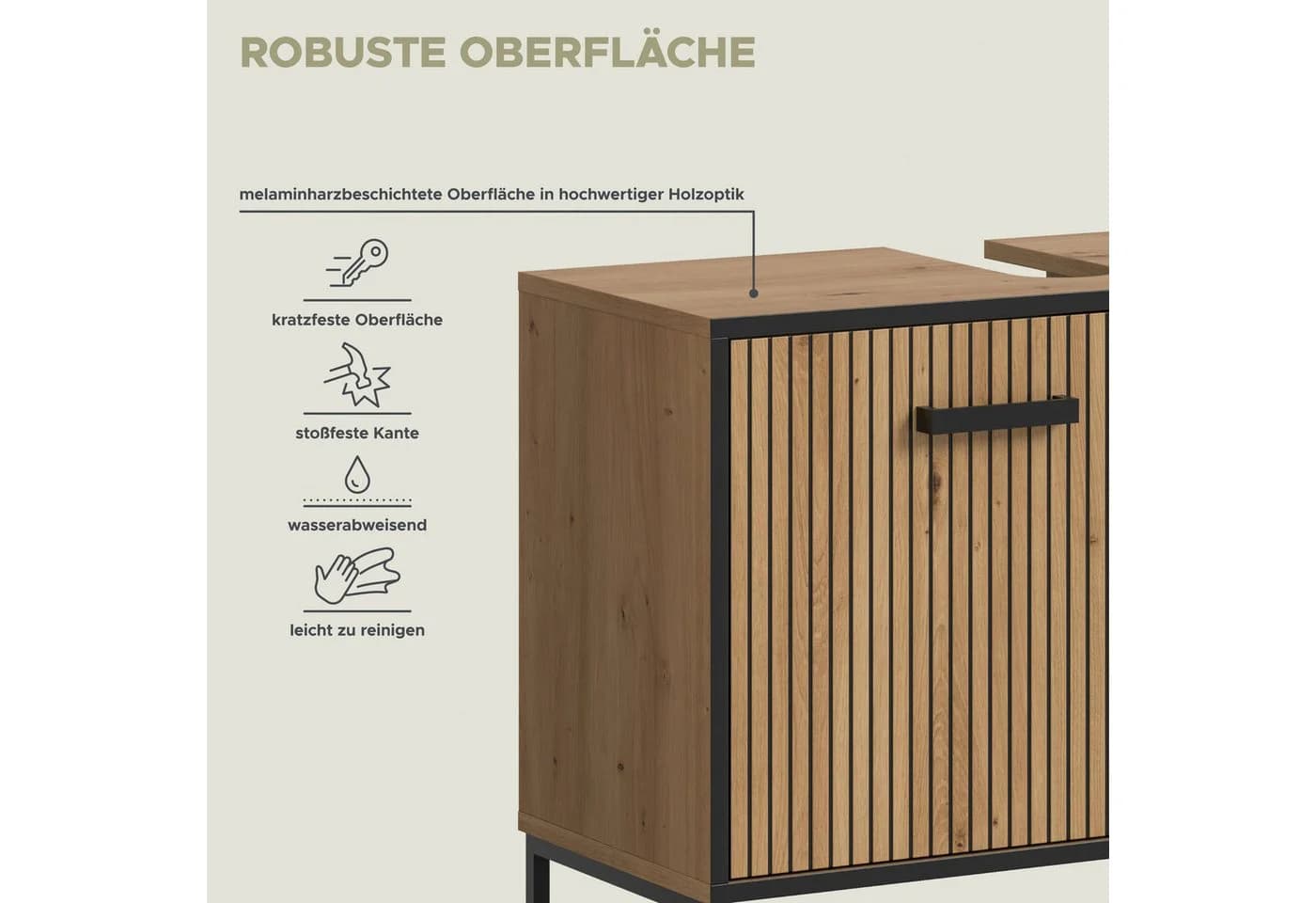 Welltime Waschbeckenunterschrank LOCRI Modern Artisan Oak Schwarz - Bild 5