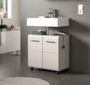WELLTIME Waschbeckenunterschrank FLORENZ Beige Schwarz mit Rollen Bild 1