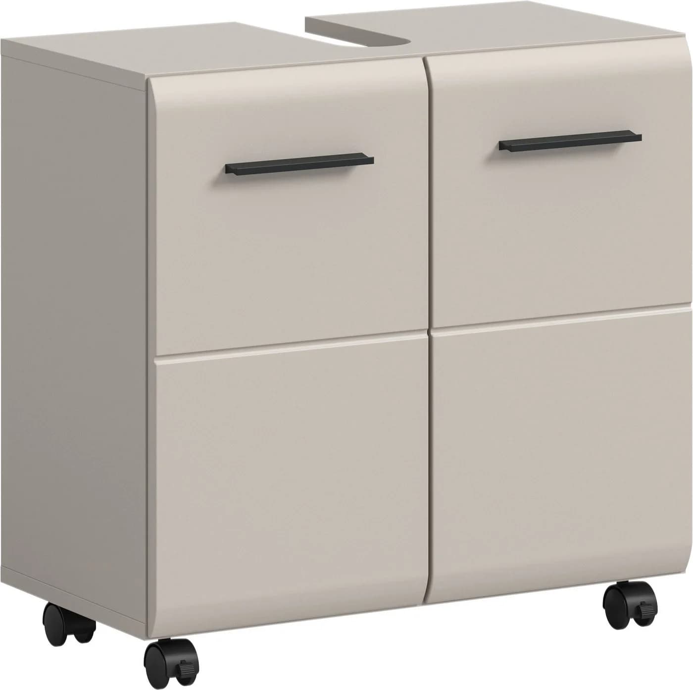 WELLTIME Waschbeckenunterschrank FLORENZ Beige Schwarz mit Rollen - Bild 2